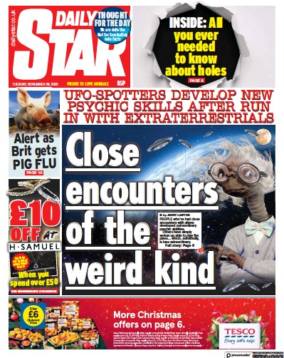 Daily Star Newspaper Front Page (UK) for 28 November 2023