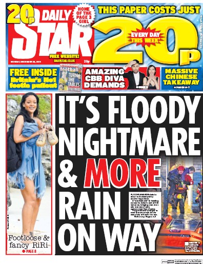 Daily Star Newspaper Front Page (UK) for 28 December 2015