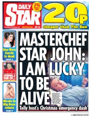 Daily Star (UK) Newspaper Front Page for 28 December 2016