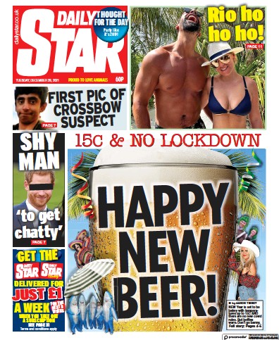 Daily Star Newspaper Front Page (UK) for 28 December 2021