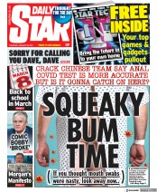 Daily Star (UK) Newspaper Front Page for 28 January 2021