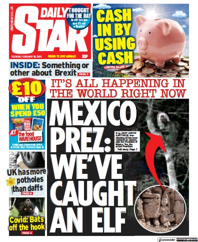 Daily Star Newspaper Front Page (UK) for 28 February 2023