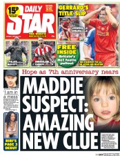 Daily Star (UK) Newspaper Front Page for 28 April 2014