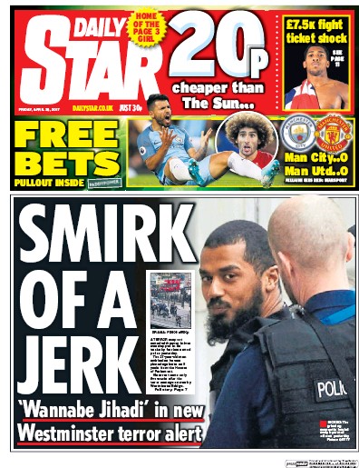 Daily Star Newspaper Front Page (UK) for 28 April 2017