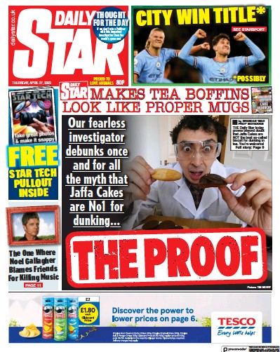 Daily Star Newspaper Front Page (UK) for 28 April 2023