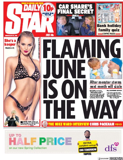 Daily Star Newspaper Front Page (UK) for 28 May 2018