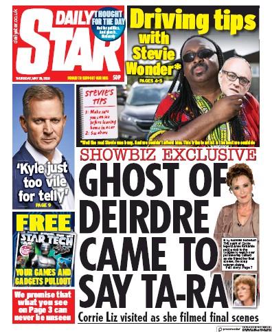 Daily Star Newspaper Front Page (UK) for 28 May 2020