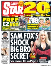 Daily Star (UK) Newspaper Front Page for 28 July 2016