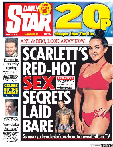 Daily Star Newspaper Front Page (UK) for 28 July 2017