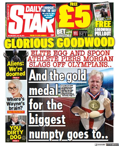 Daily Star Newspaper Front Page (UK) for 28 July 2021