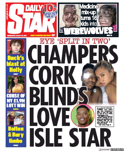 Daily Star Newspaper Front Page (UK) for 28 August 2019