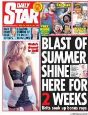 Daily Star (UK) Newspaper Front Page for 28 September 2015