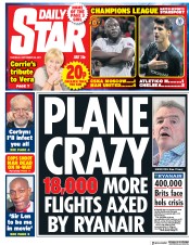 Daily Star (UK) Newspaper Front Page for 28 September 2017