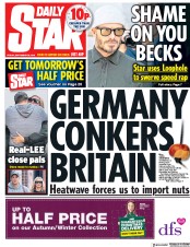 Daily Star (UK) Newspaper Front Page for 28 September 2018