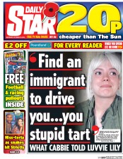 Daily Star (UK) Newspaper Front Page for 29 October 2016