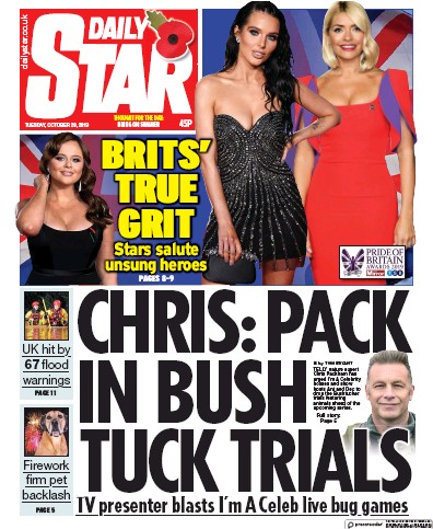 Daily Star Newspaper Front Page (UK) for 29 October 2019