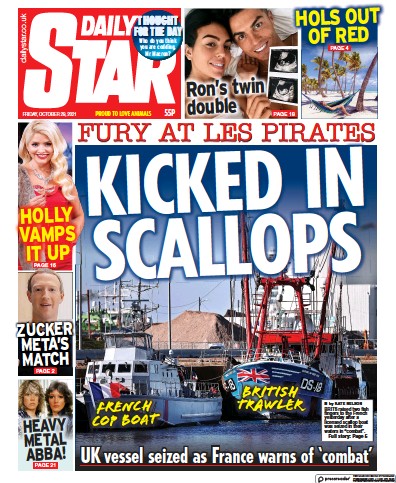Daily Star Newspaper Front Page (UK) for 29 October 2021