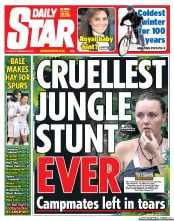 Daily Star (UK) Newspaper Front Page for 29 November 2012