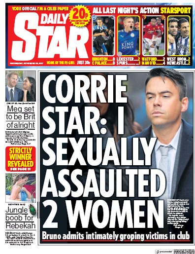 Daily Star Newspaper Front Page (UK) for 29 November 2017
