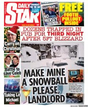 Daily Star (UK) Newspaper Front Page for 29 November 2021
