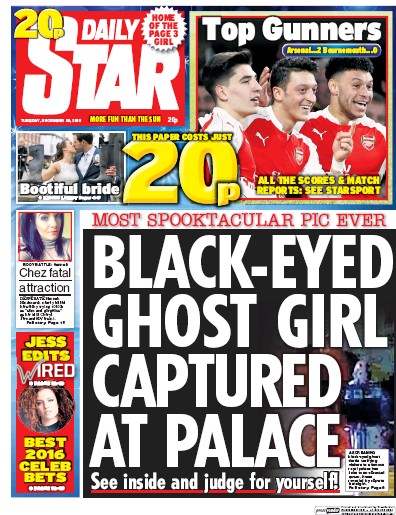 Daily Star Newspaper Front Page (UK) for 29 December 2015