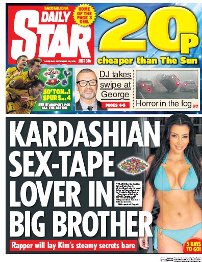 Daily Star Newspaper Front Page (UK) for 29 December 2016
