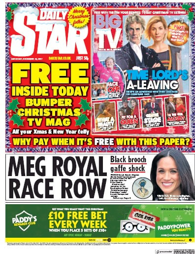 Daily Star Newspaper Front Page (UK) for 29 December 2017