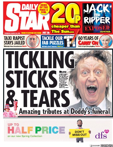Daily Star Newspaper Front Page (UK) for 29 March 2018