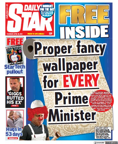 Daily Star Newspaper Front Page (UK) for 29 April 2021