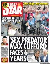 Daily Star (UK) Newspaper Front Page for 29 May 2013