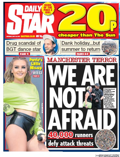 Daily Star Newspaper Front Page (UK) for 29 May 2017