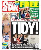 Daily Star (UK) Newspaper Front Page for 29 May 2019