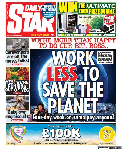 Daily Star Newspaper Front Page (UK) for 29 May 2021