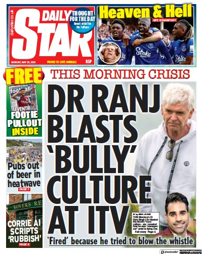 Daily Star Newspaper Front Page (UK) for 29 May 2023