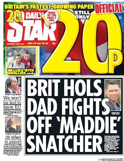 Daily Star Newspaper Front Page (UK) for 29 June 2016