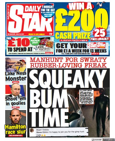 Daily Star Newspaper Front Page (UK) for 29 June 2022