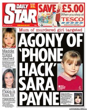 Daily Star (UK) Newspaper Front Page for 29 July 2011