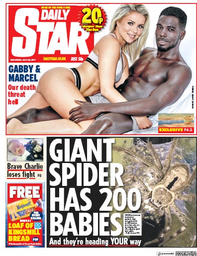Daily Star Newspaper Front Page (UK) for 29 July 2017