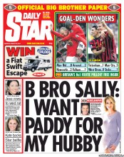 Daily Star (UK) Newspaper Front Page for 29 August 2011