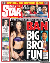 Daily Star (UK) Newspaper Front Page for 29 September 2011