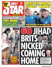 Daily Star (UK) Newspaper Front Page for 29 September 2014