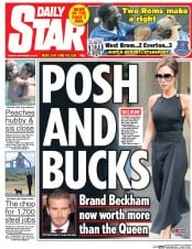 Daily Star (UK) Newspaper Front Page for 29 September 2015