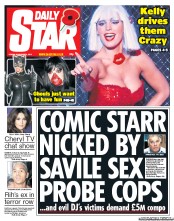 Daily Star (UK) Newspaper Front Page for 2 November 2012