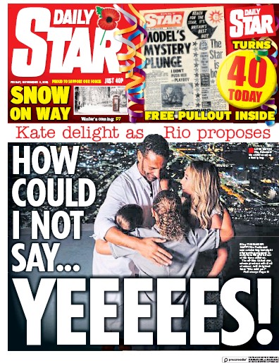 Daily Star Newspaper Front Page (UK) for 2 November 2018