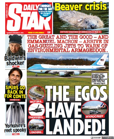 Daily Star Newspaper Front Page (UK) for 2 November 2021