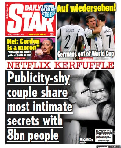 Daily Star Newspaper Front Page (UK) for 2 December 2022