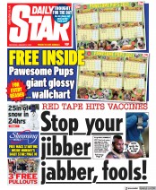 Daily Star (UK) Newspaper Front Page for 2 January 2021