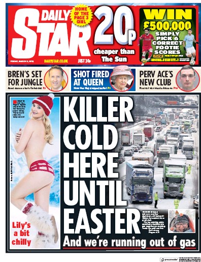 Daily Star Newspaper Front Page (UK) for 2 March 2018