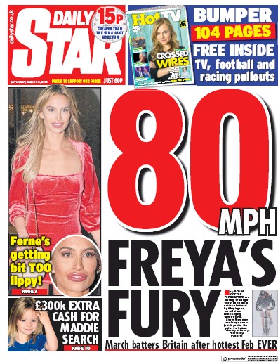 Daily Star Newspaper Front Page (UK) for 2 March 2019