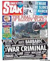 Daily Star (UK) Newspaper Front Page for 2 March 2022